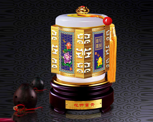 花開富貴茶葉罐（金鑲玉