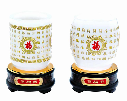 百福圖-直型鼓型筆筒