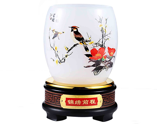 前程似錦-鼓型筆筒