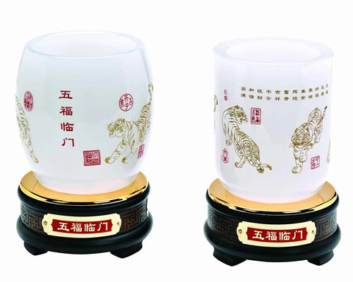 百福圖-直型鼓型筆筒