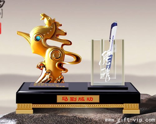 馬到成功 筆筒 文具臺(tái) 琉璃玉