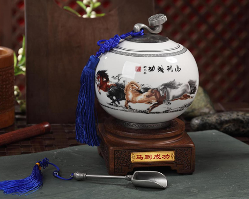 馬到成功-如意茶葉罐