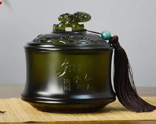 知竹琉璃茶葉罐（翠綠色）